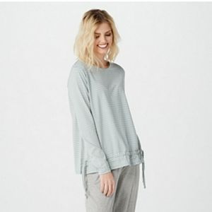 Any body striped drawstring waist tee size small